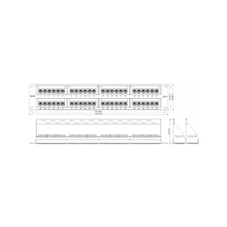 Коммутационная панель SNR, 19" неэкранированная, 2U, 48 портов, cat.5e, горизонтальная заделка
