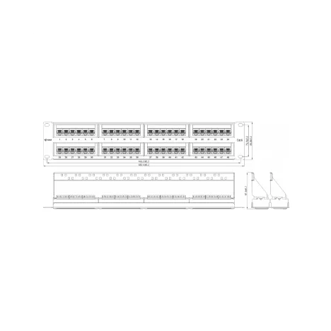 Коммутационная панель SNR, 19" неэкранированная, 2U, 48 портов, cat.6, горизонтальная заделка
