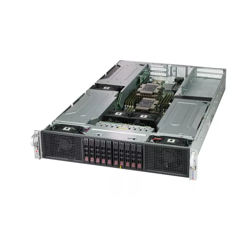 Платформа Supermicro 2U 2029GP-TR, до двух процессоров Intel Scalable, DDR4, 10x2,5" HDD SATA, до шести графических ускорителей