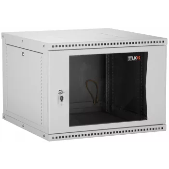 Настенный разборный шкаф TLK 19", 6U, стеклянная дверь, Ш600хВ303хГ450мм, 1 пара монтажных направляющих, серый