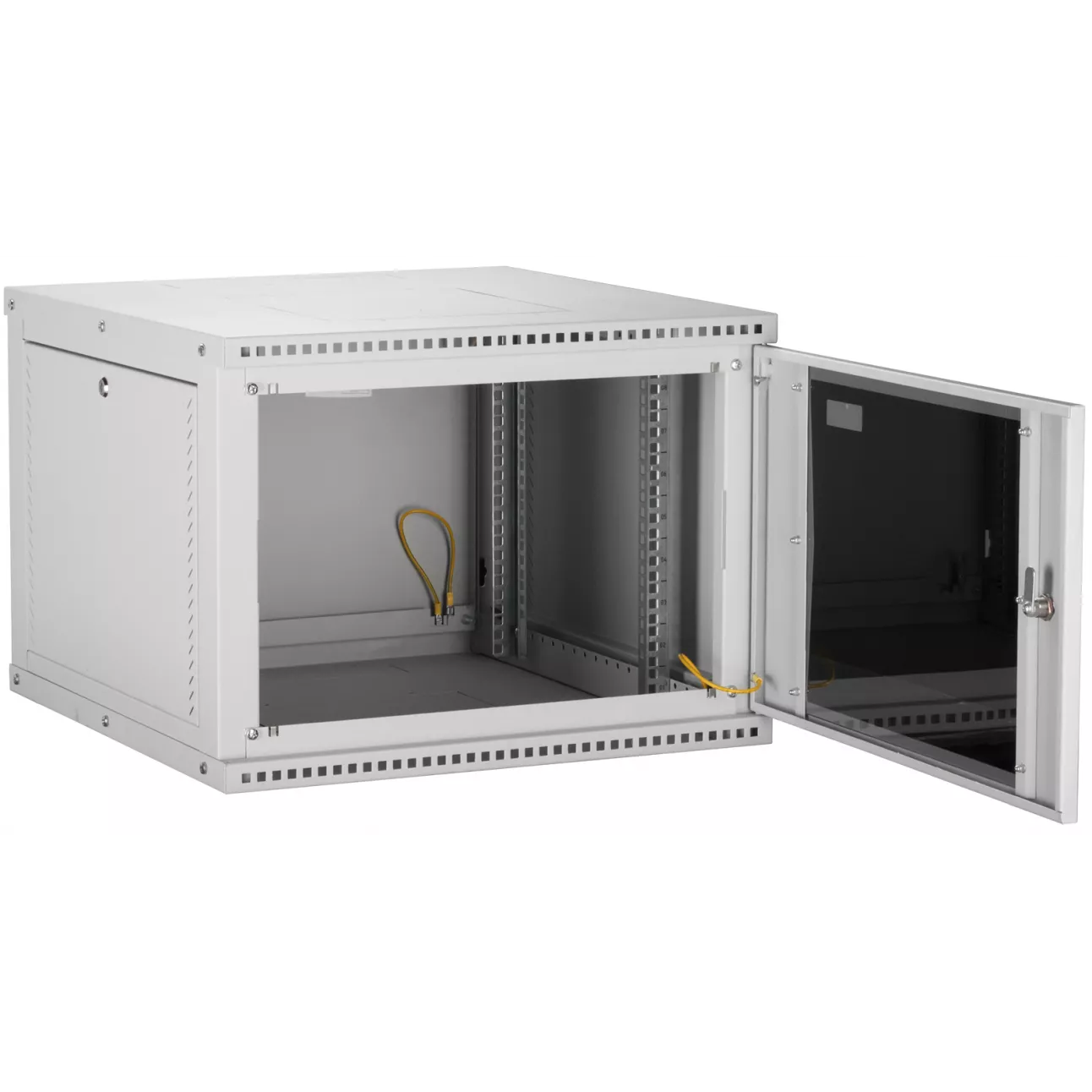 Настенный разборный шкаф TLK 19", 9U, стеклянная дверь, Ш600хВ436хГ450мм, 1 пара монтажных направляющих, серый